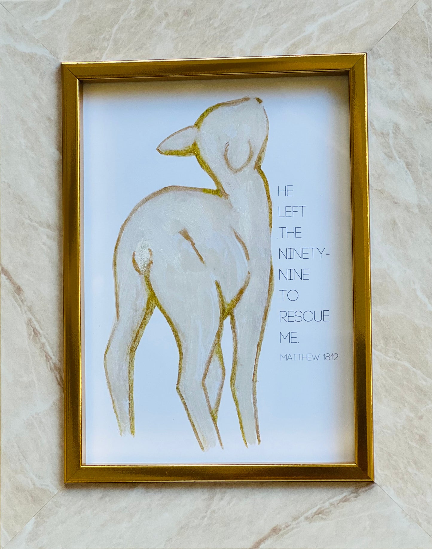 “He Left The Ninety-Nine To Rescue Me” Watercolor Lamb