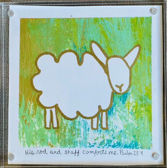 Malachi’s Easter Lamb – Torn Paper in Acrylic Frame